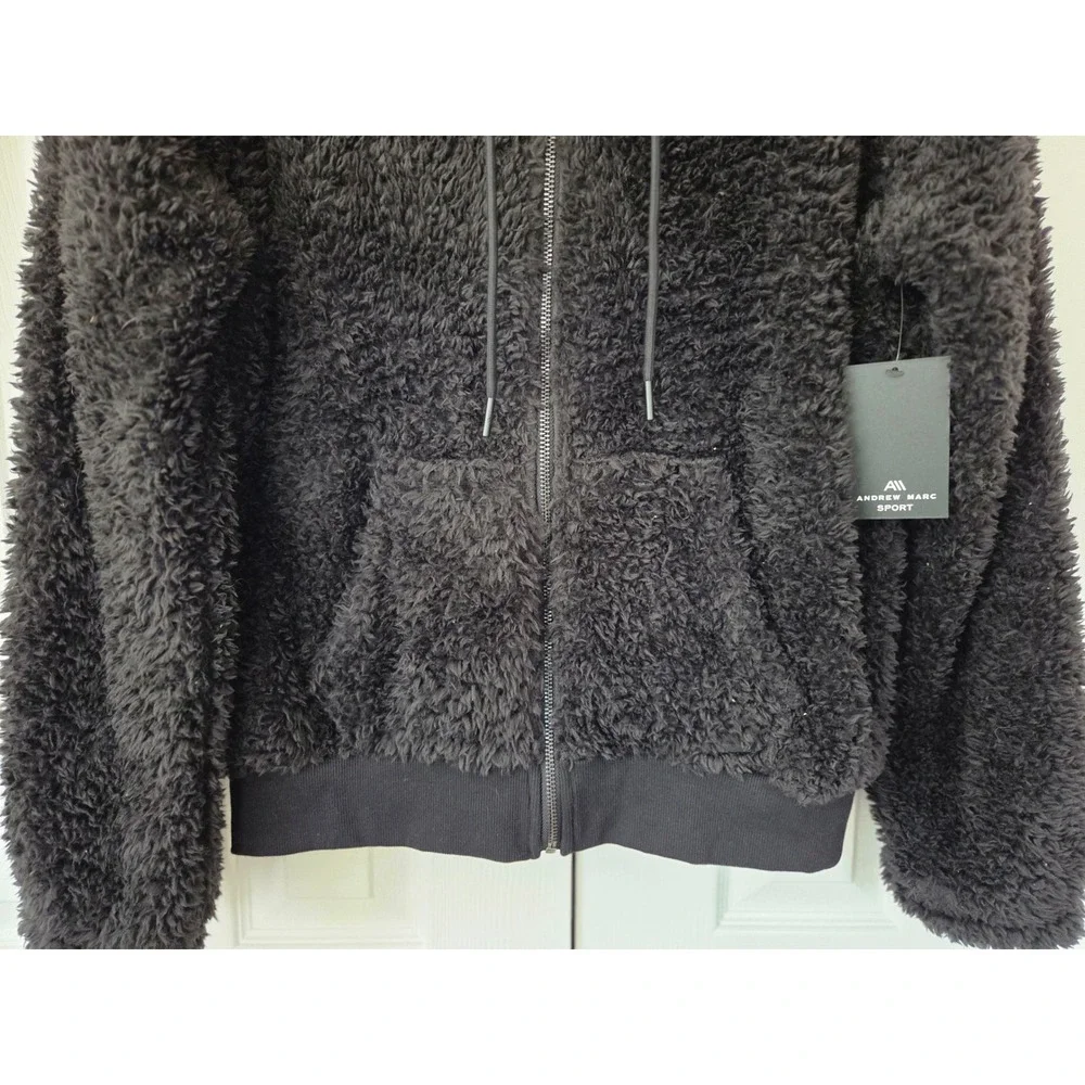 Andrew Marc Sport Fleece Full Zip Hoodie Jacket Size Medium Black‎ NWT $84 - Picture 3 of 7
